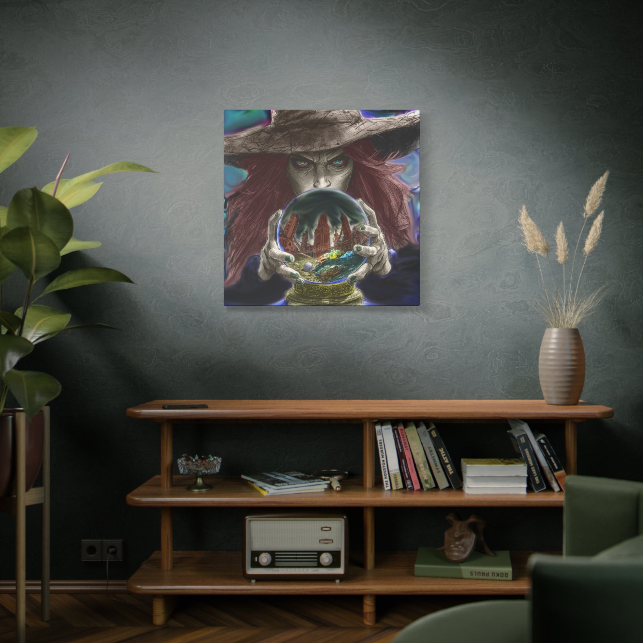 Witch with Crystal Ball Matte Canvas Wall Art - Erudition Designs