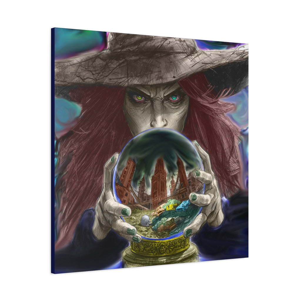 Witch with Crystal Ball Matte Canvas Wall Art - Erudition Designs