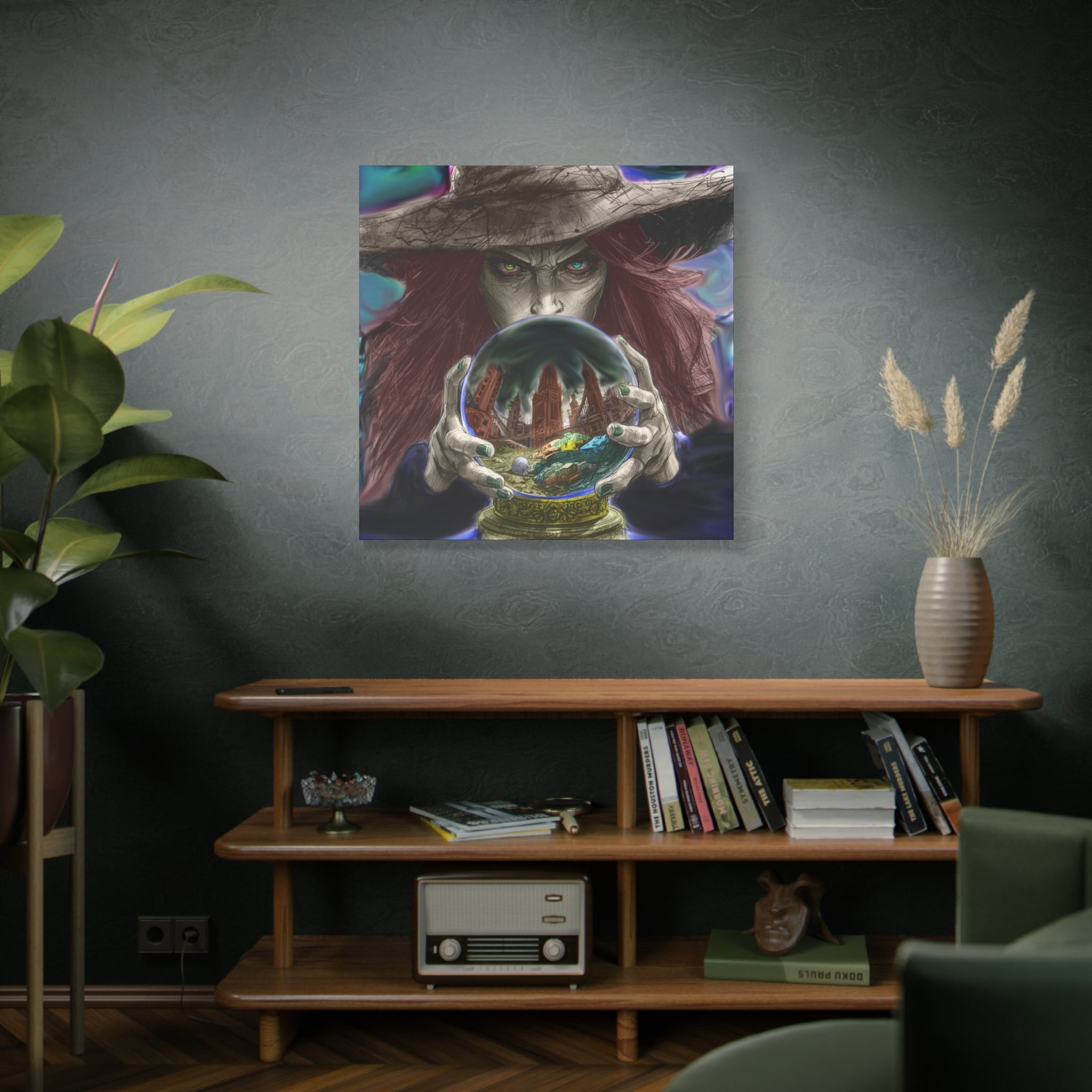 Witch with Crystal Ball Matte Canvas Wall Art - Erudition Designs