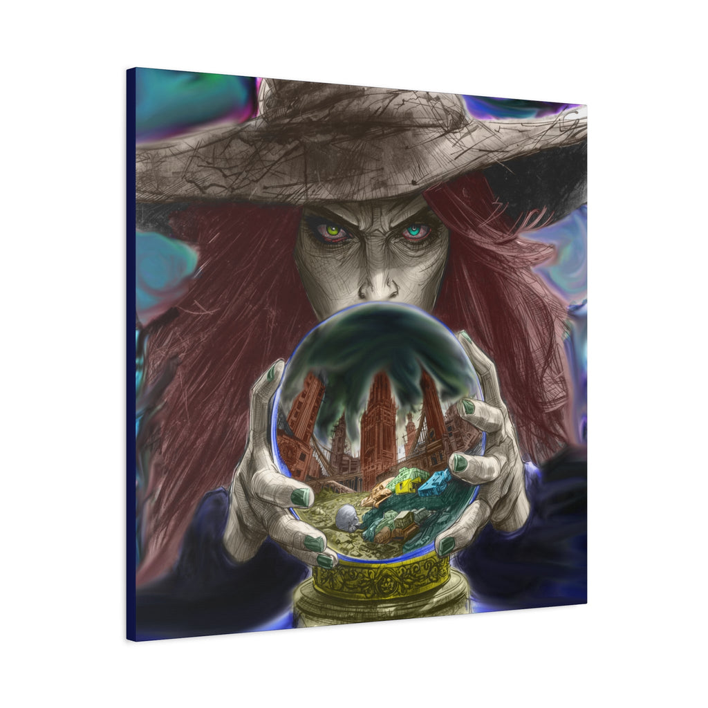Witch with Crystal Ball Matte Canvas Wall Art - Erudition Designs