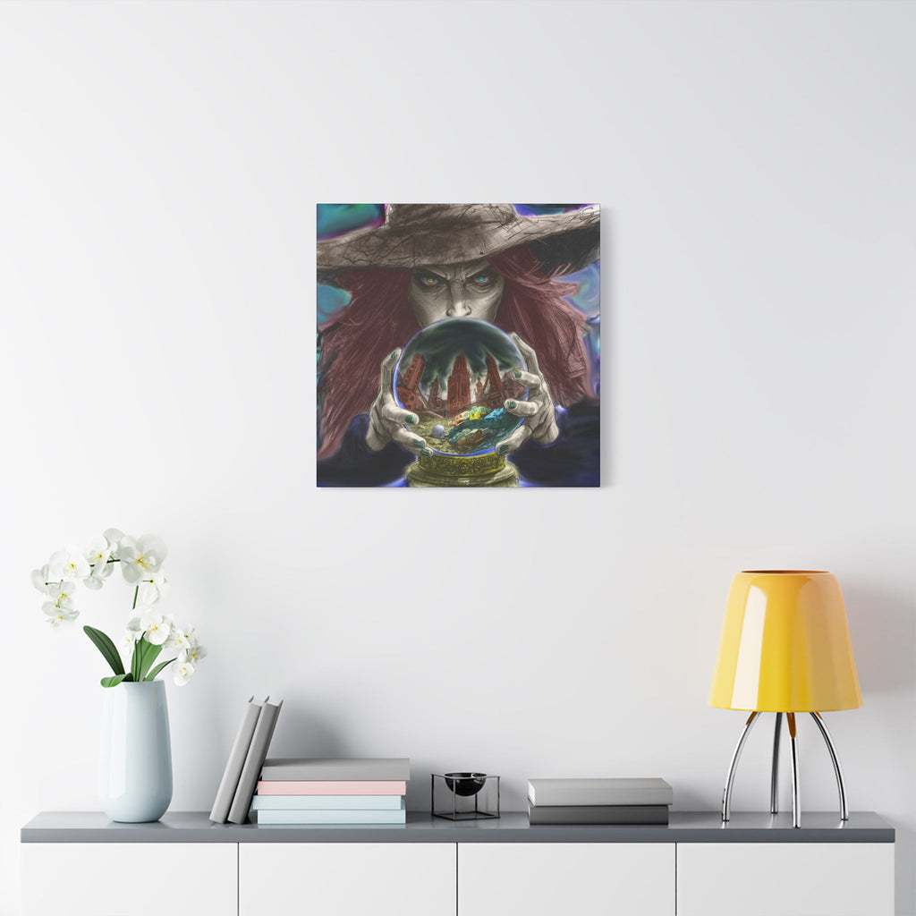 Witch with Crystal Ball Matte Canvas Wall Art - Erudition Designs