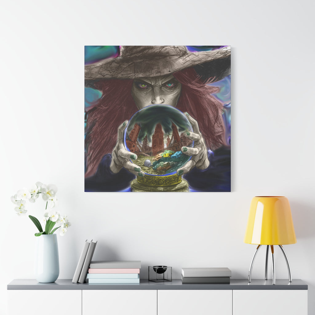Witch with Crystal Ball Matte Canvas Wall Art - Erudition Designs