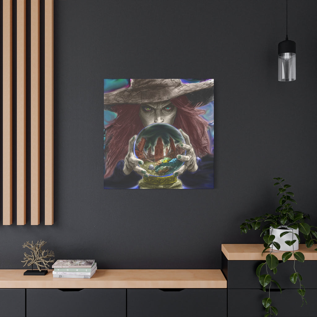 Witch with Crystal Ball Matte Canvas Wall Art - Erudition Designs