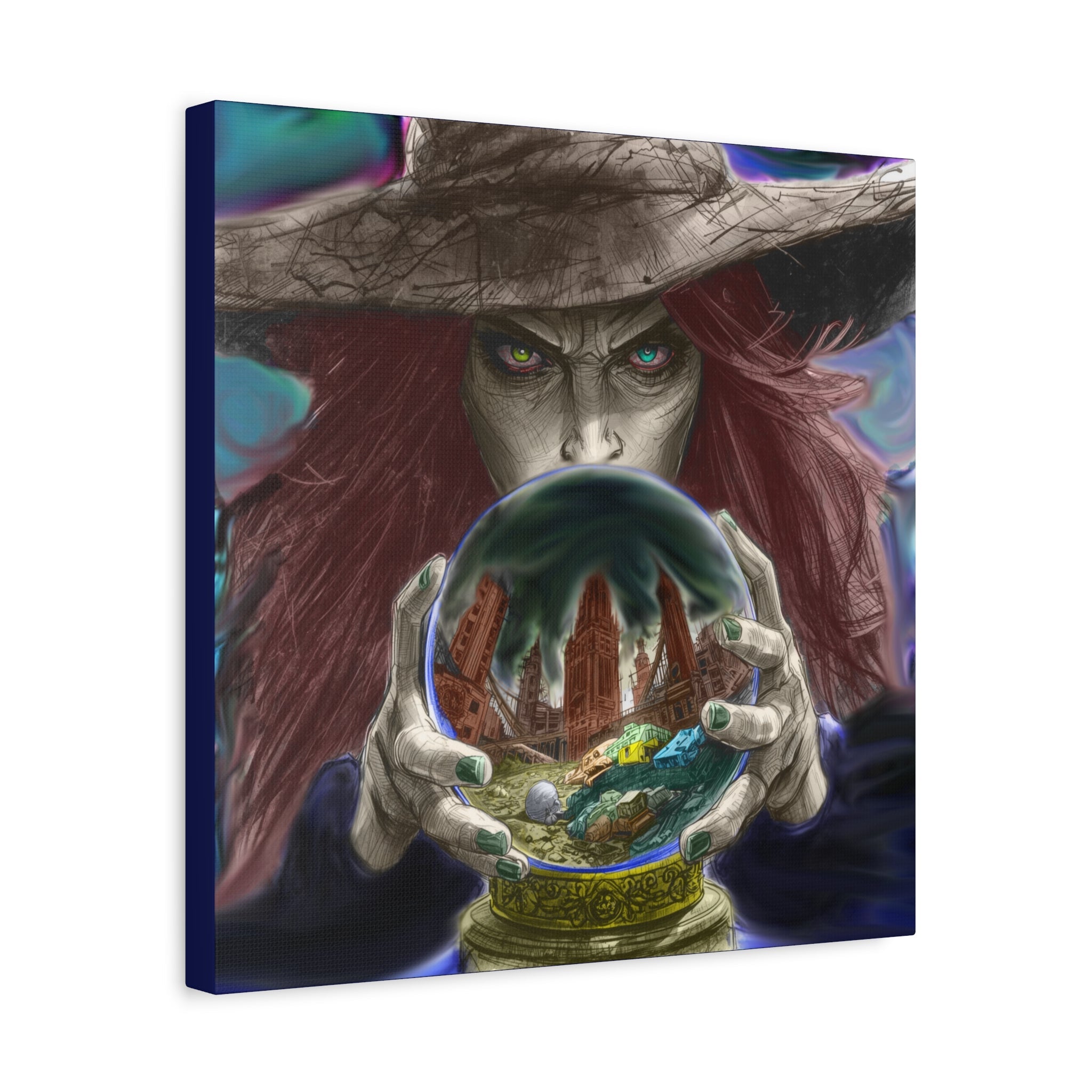 Witch with Crystal Ball Matte Canvas Wall Art - Erudition Designs