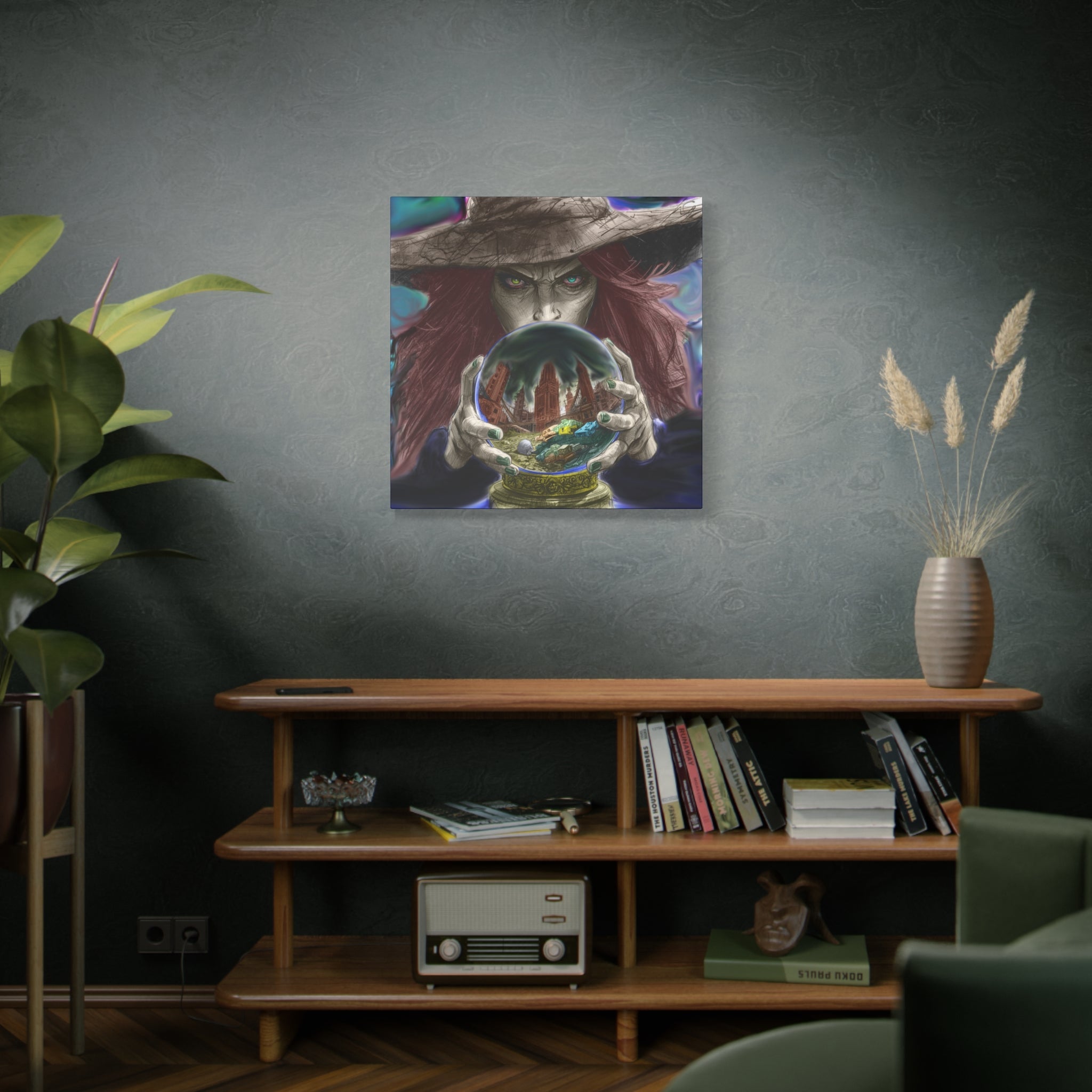 Witch with Crystal Ball Matte Canvas Wall Art - Erudition Designs