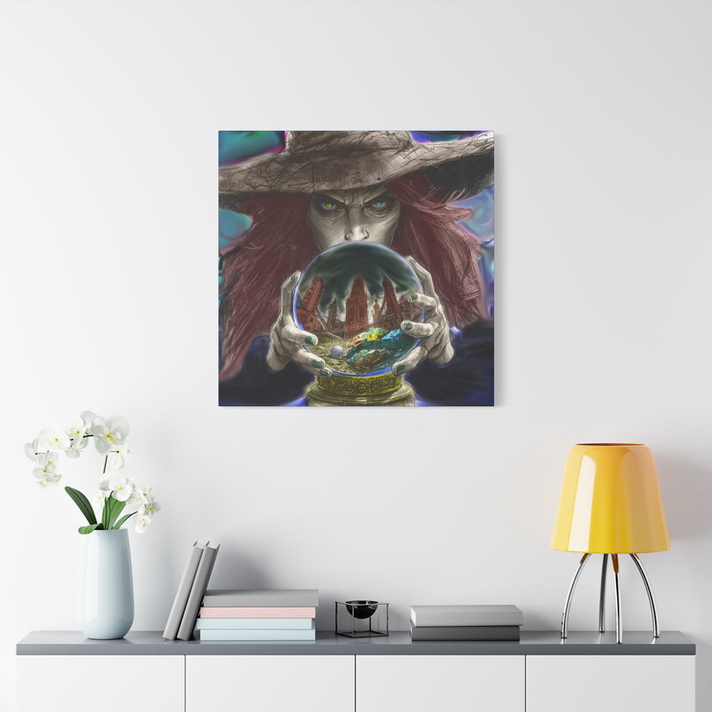Witch with Crystal Ball Matte Canvas Wall Art - Erudition Designs