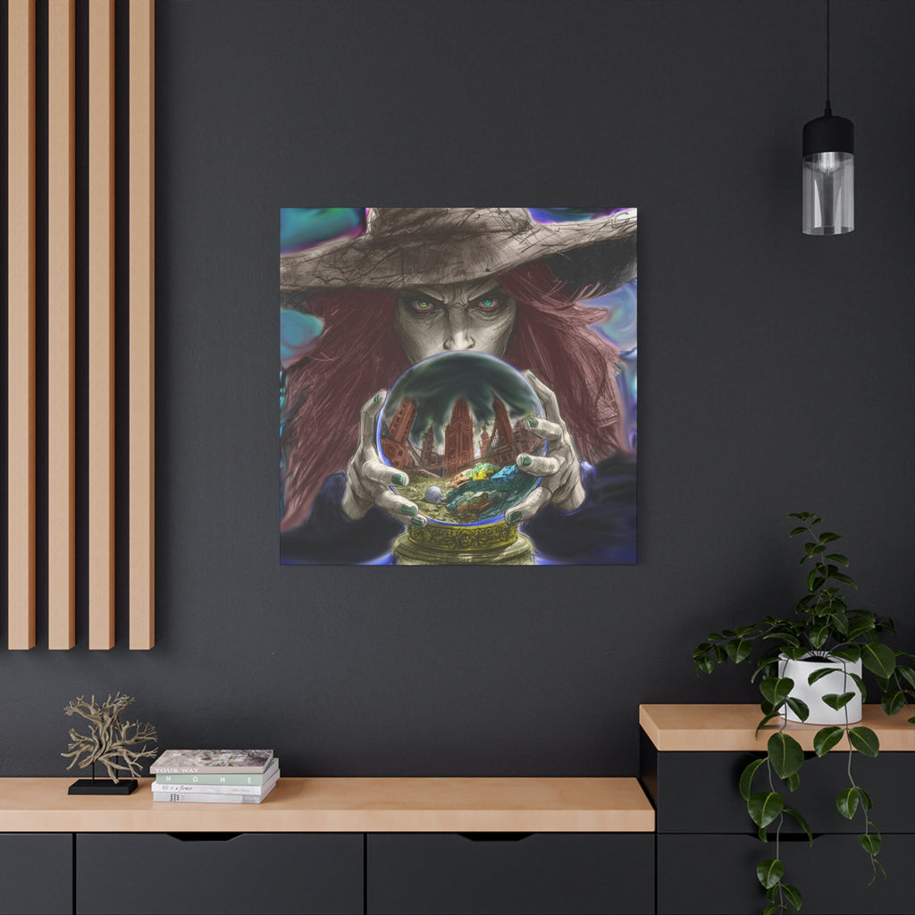 Witch with Crystal Ball Matte Canvas Wall Art - Erudition Designs