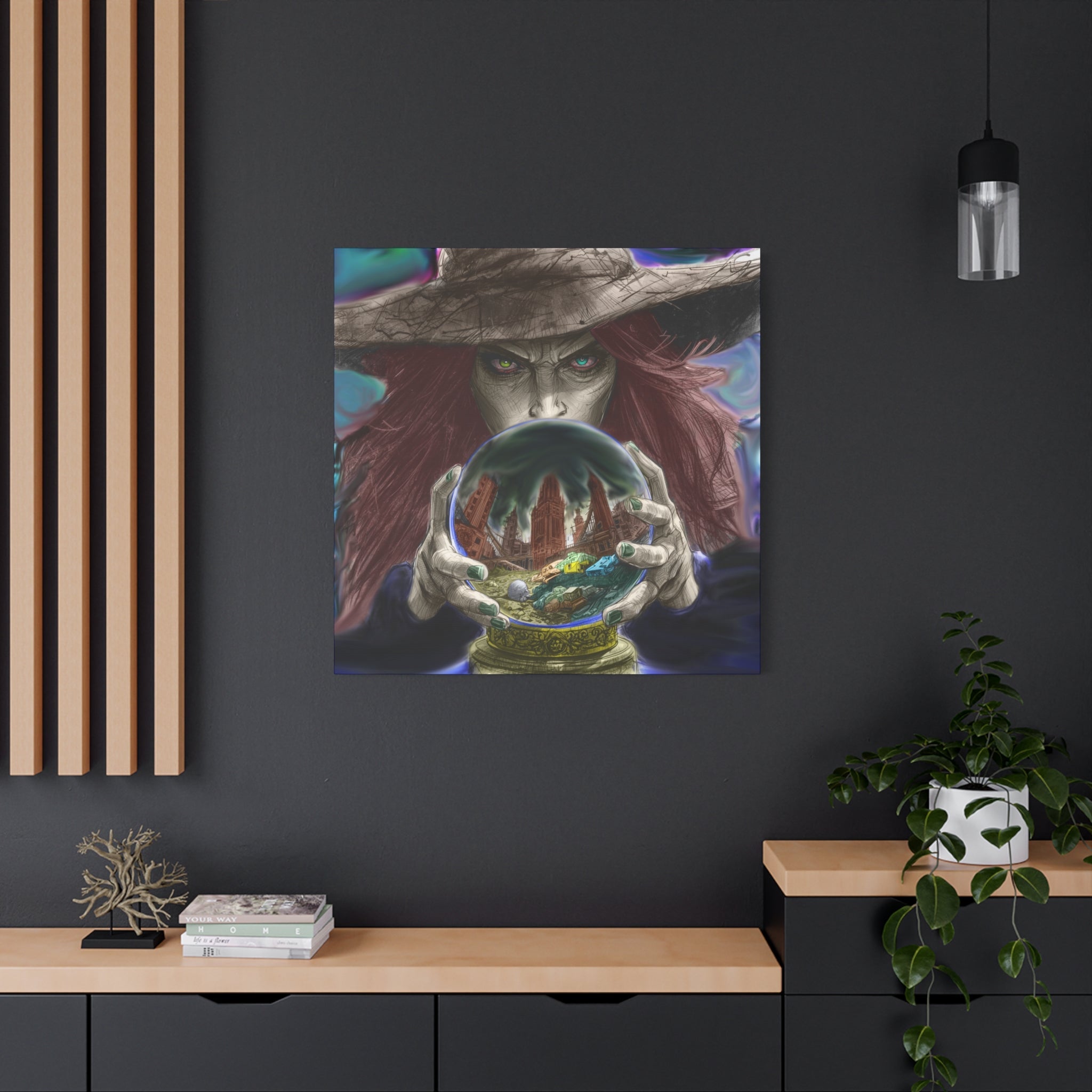 Witch with Crystal Ball Matte Canvas Wall Art - Erudition Designs