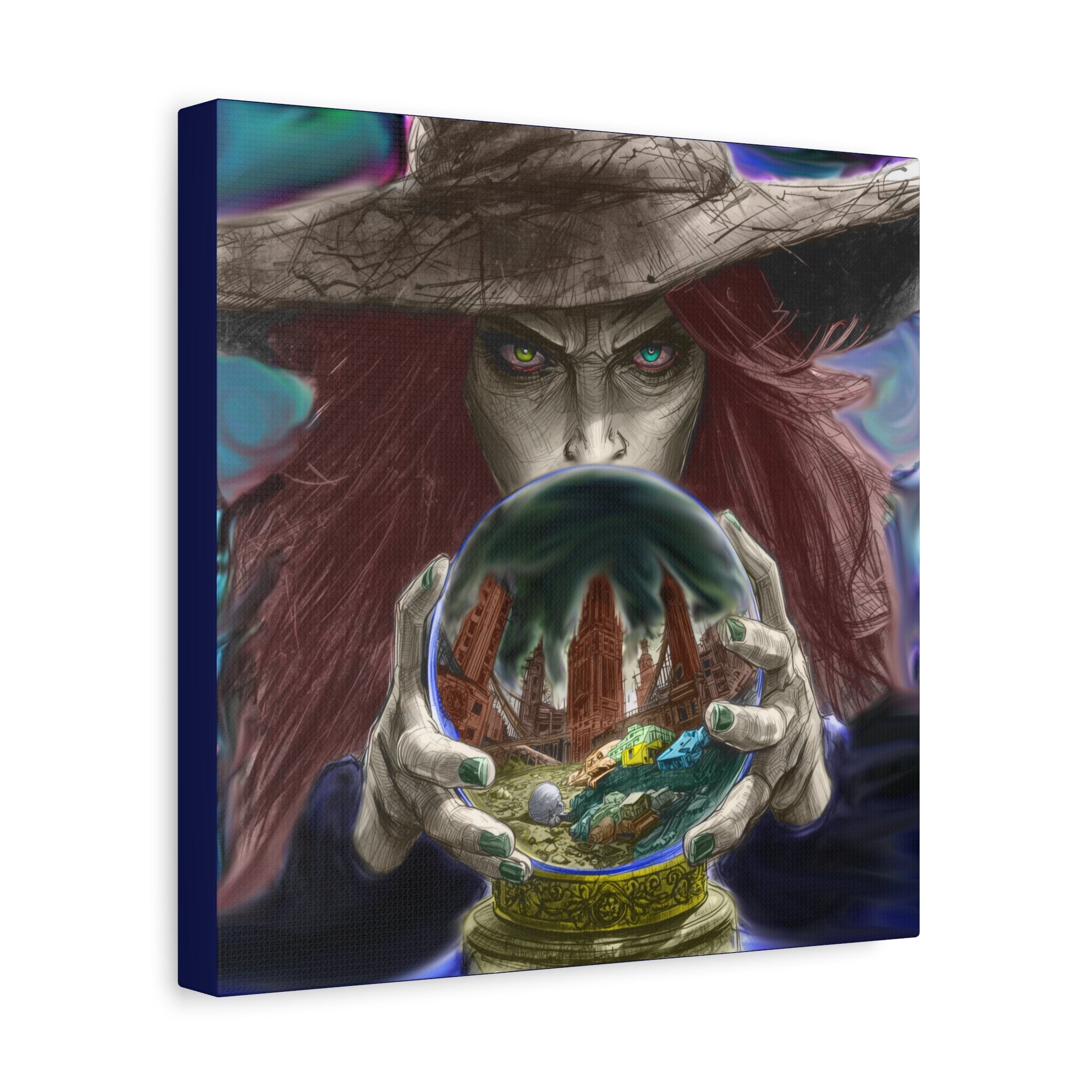 Witch with Crystal Ball Matte Canvas Wall Art - Erudition Designs