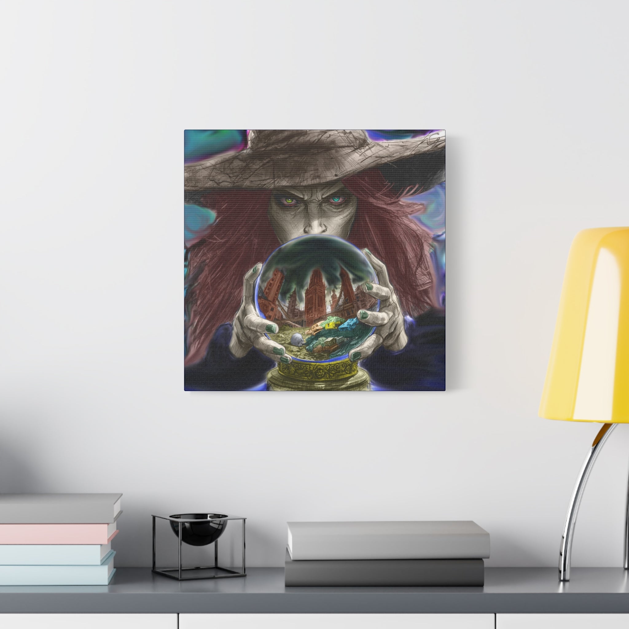 Witch with Crystal Ball Matte Canvas Wall Art - Erudition Designs