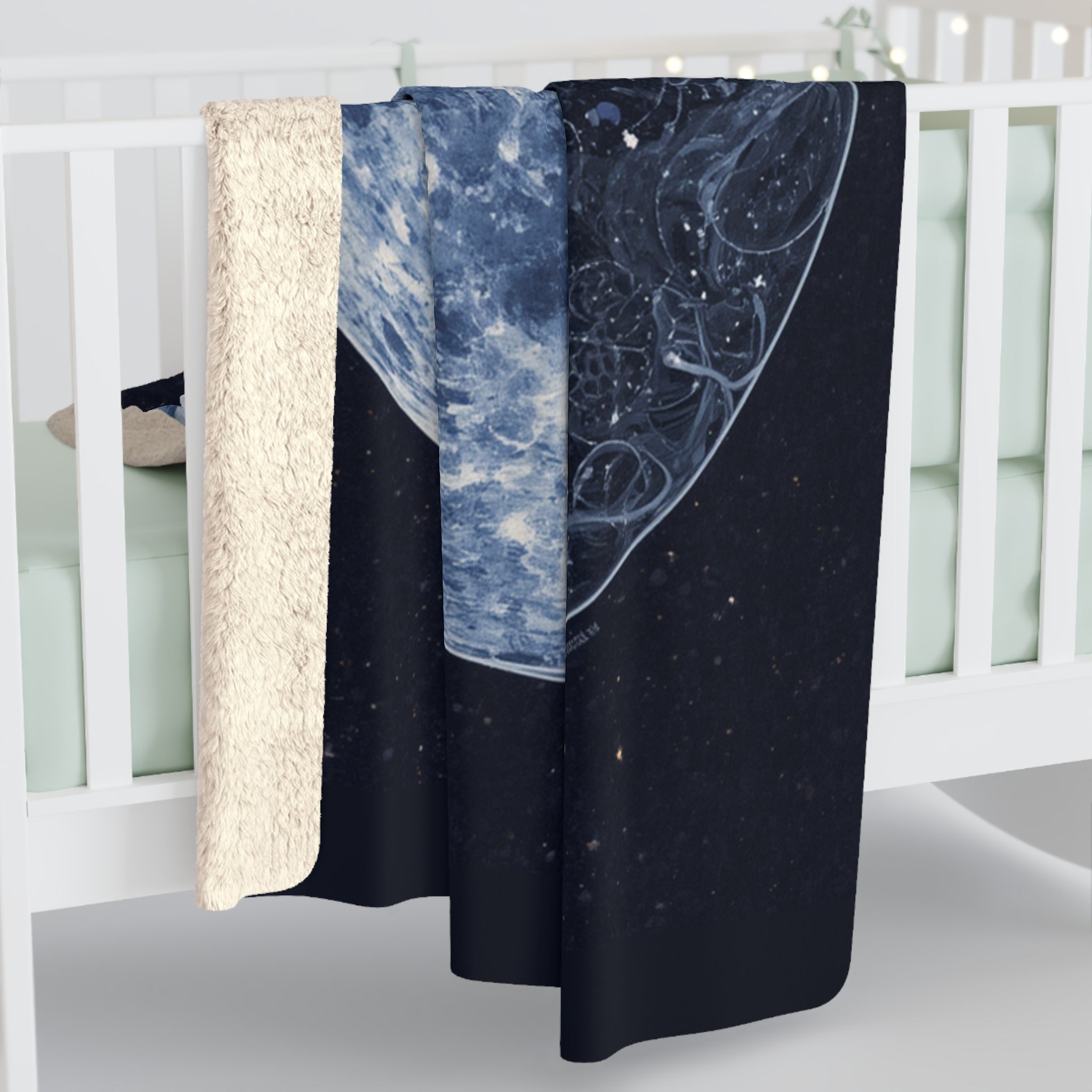 Yin Yang Moon Sherpa Blanket — Celestial Moon & Crescent Cozy Throw - Erudition Designs